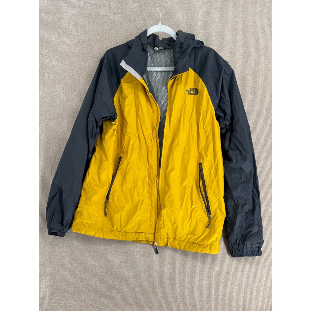The North Face DryVent Rain Jacket Men Large Yellow Grey Waterproof Hooded Shell